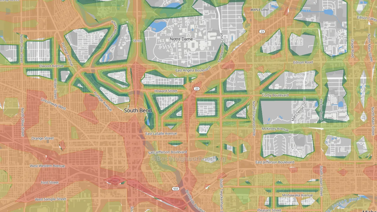 46617, IN Map of Noise Levels in 46617