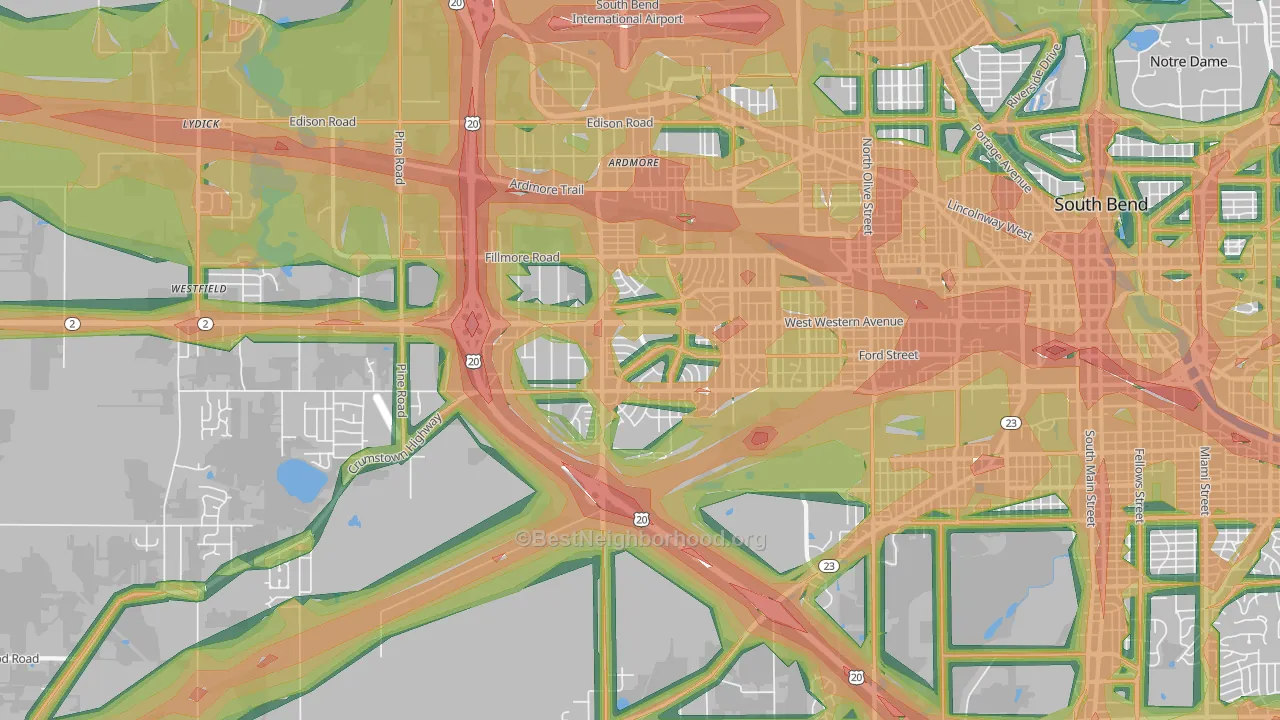 46619, IN Map of Noise Levels in 46619