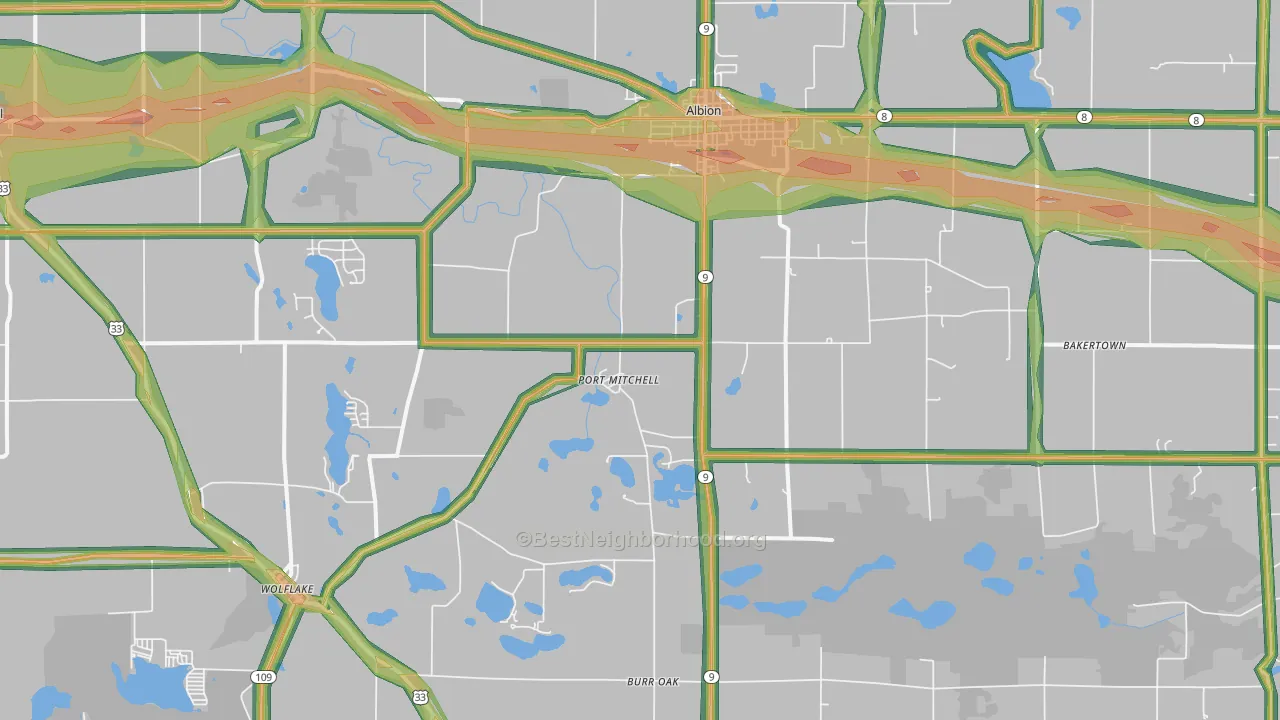 46701, IN Map of Noise Levels in 46701