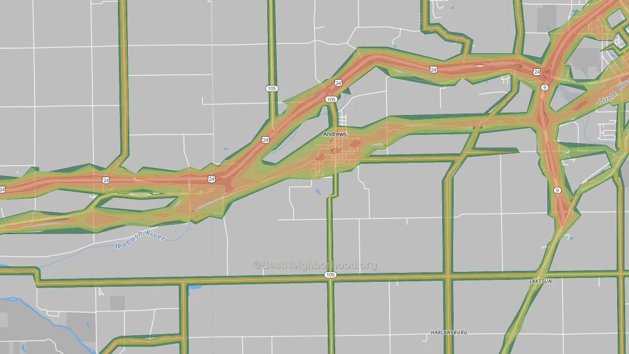46702, IN Map of Noise Levels in 46702