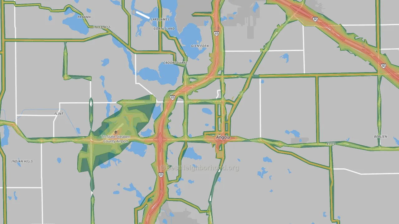 46703, IN Map of Noise Levels in 46703