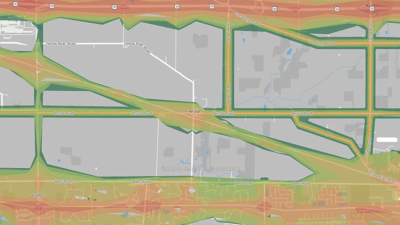 46704, IN Map of Noise Levels in 46704