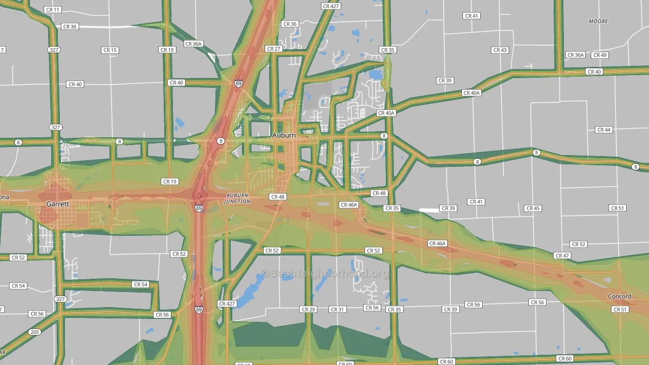 46706, IN Map of Noise Levels in 46706
