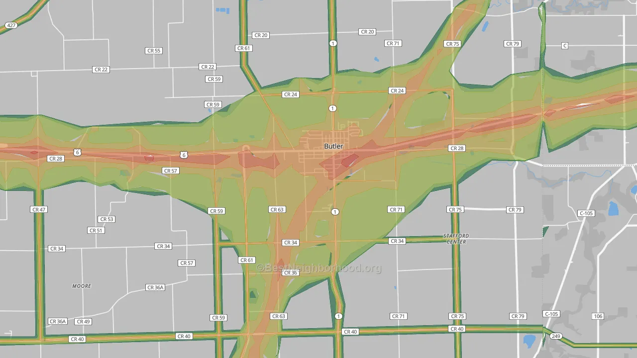 46721, IN Map of Noise Levels in 46721