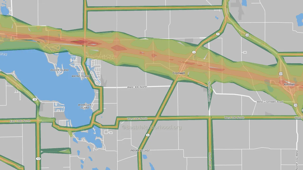 46732, IN Map of Noise Levels in 46732