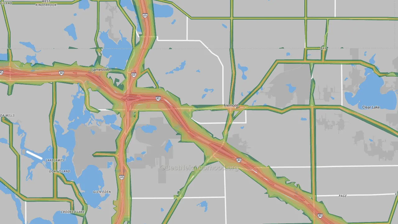 46737, IN Map of Noise Levels in 46737