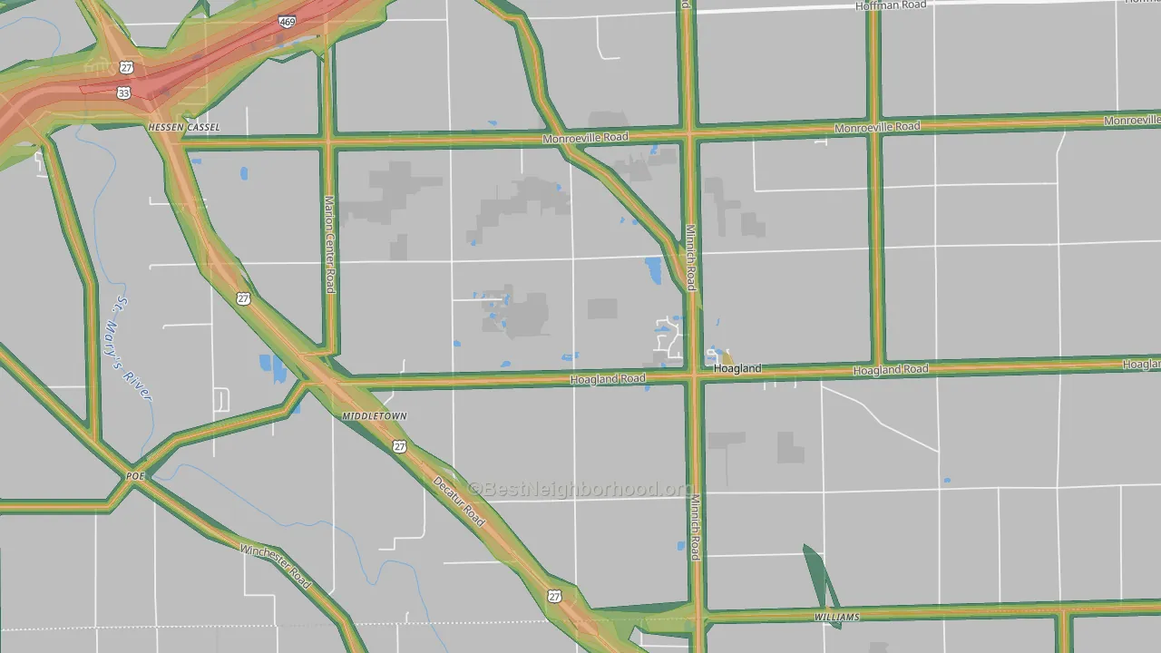 46745, IN Map of Noise Levels in 46745