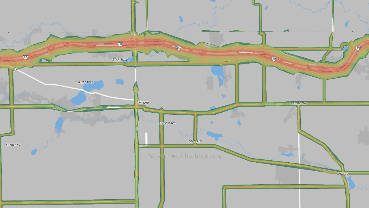 46746, IN Map of Noise Levels in 46746