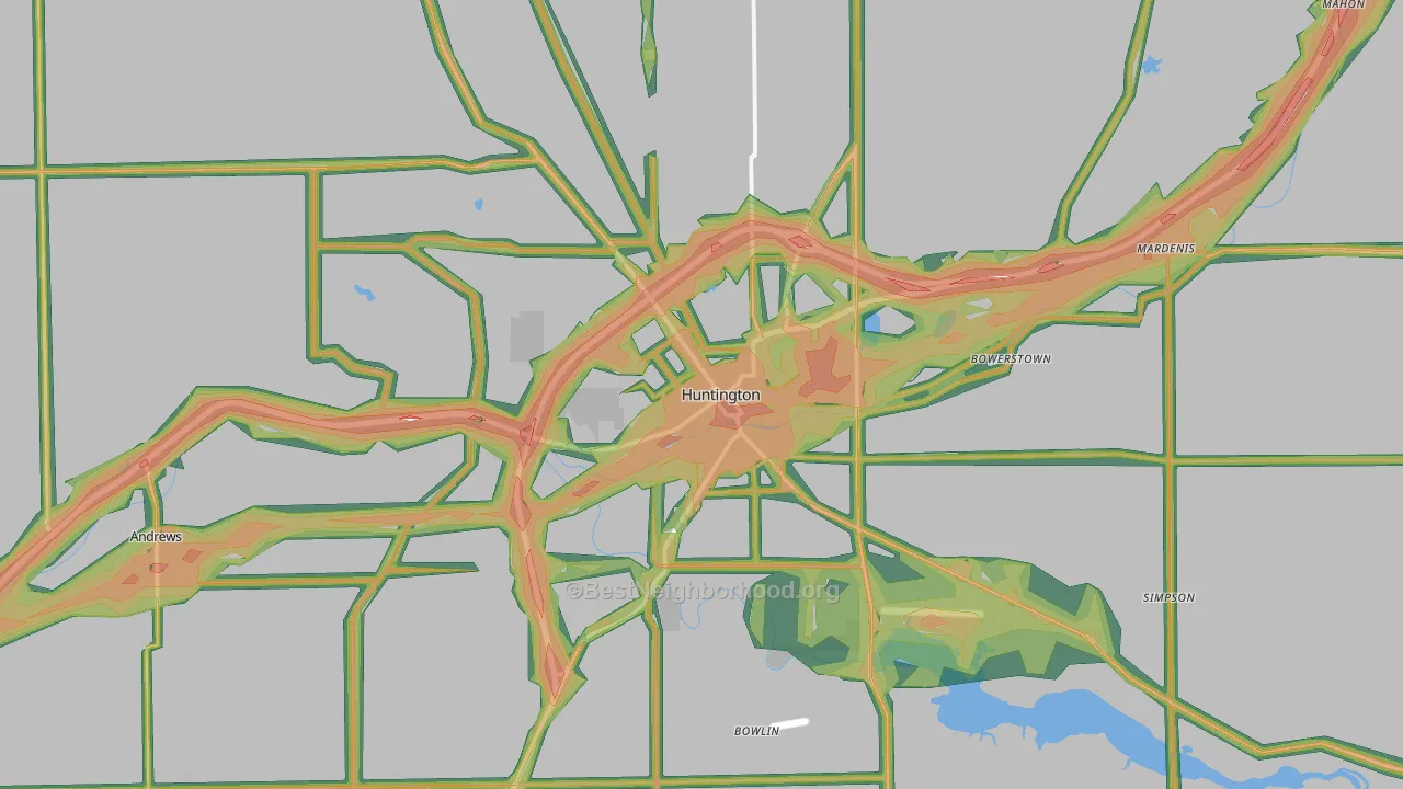 46750, IN Map of Noise Levels in 46750