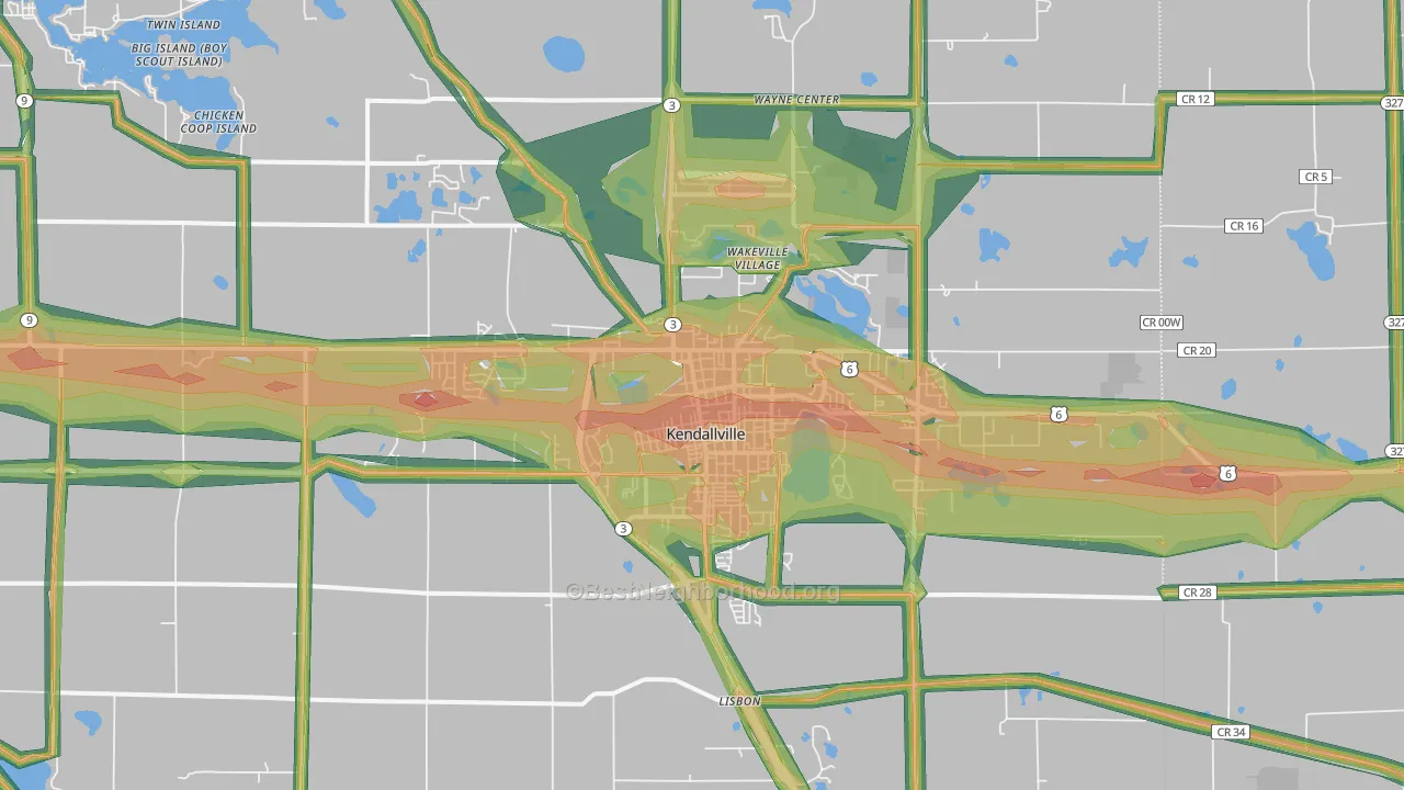 46755, IN Map of Noise Levels in 46755