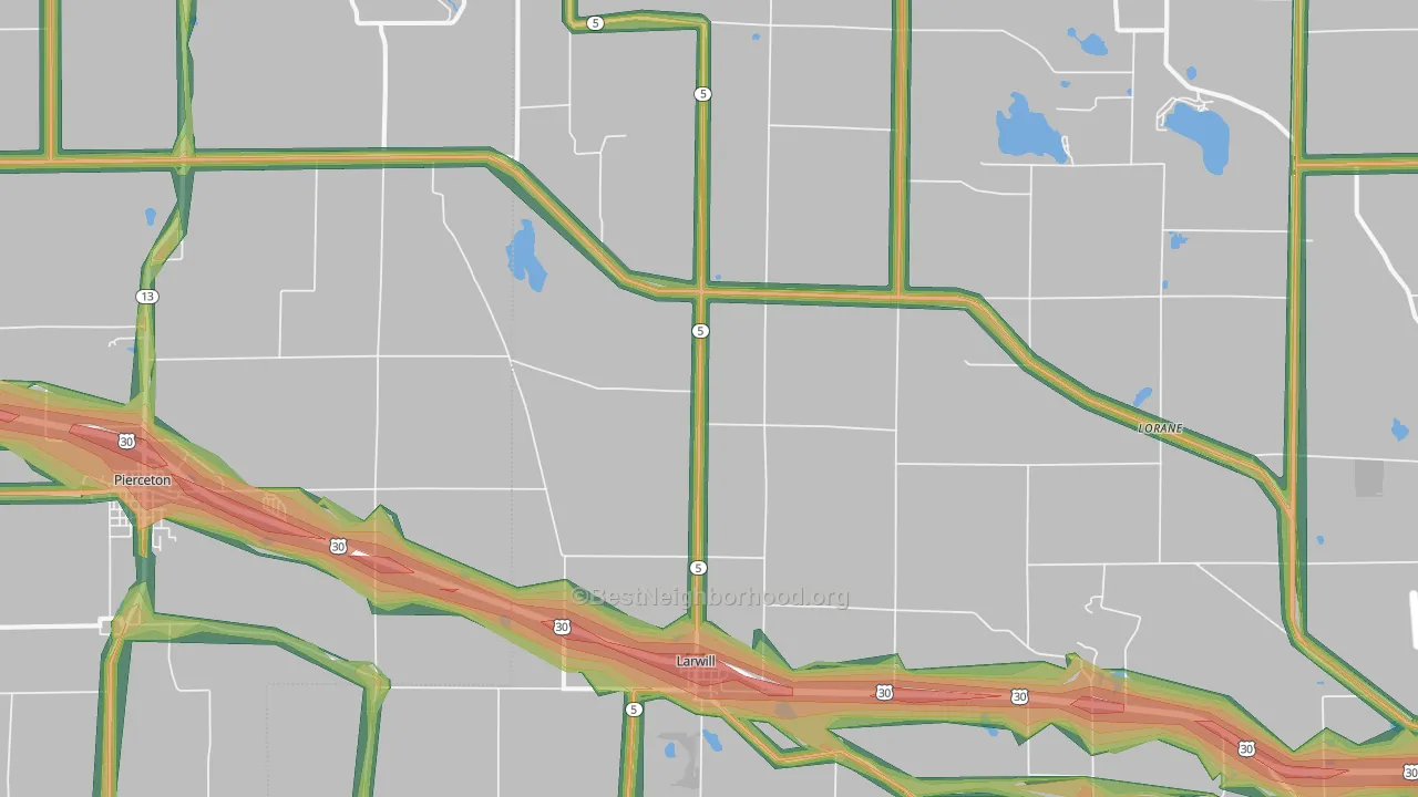 46764, IN Map of Noise Levels in 46764