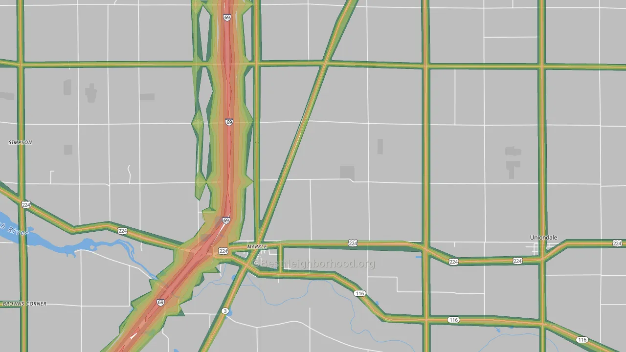 46770, IN Map of Noise Levels in 46770