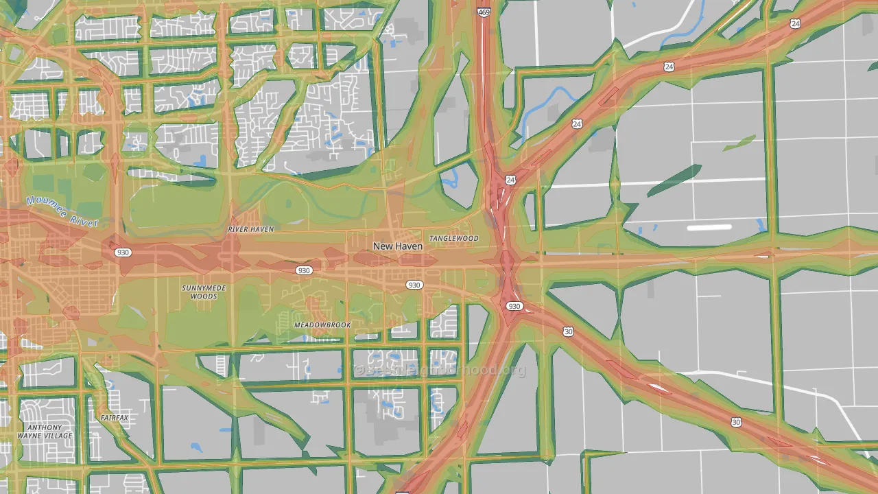 46774, IN Map of Noise Levels in 46774
