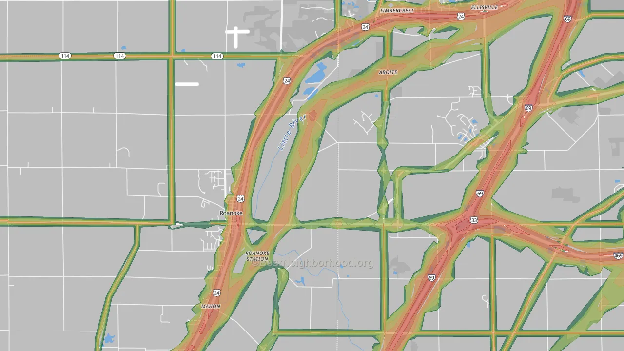 46783, IN Map of Noise Levels in 46783
