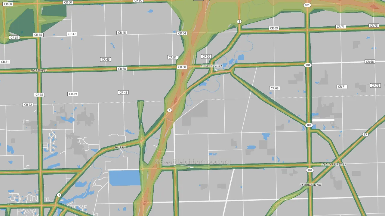 46788, IN Map of Noise Levels in 46788