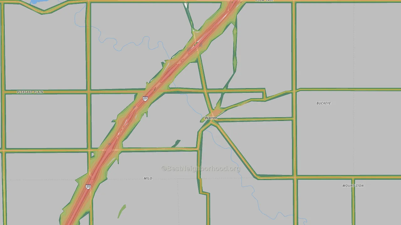 46792, IN Map of Noise Levels in 46792