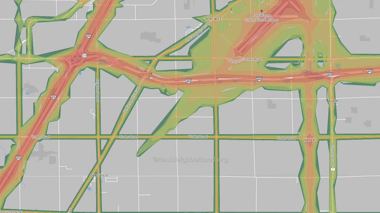 46798, IN Map of Noise Levels in 46798