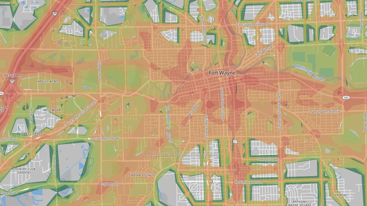 46802, IN Map of Noise Levels in 46802