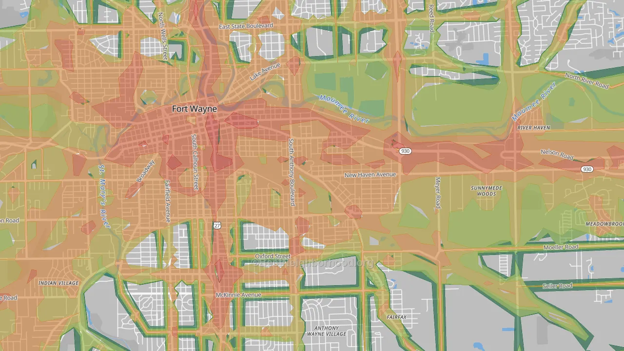 46803, IN Map of Noise Levels in 46803