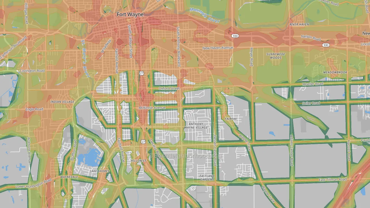 46806, IN Map of Noise Levels in 46806