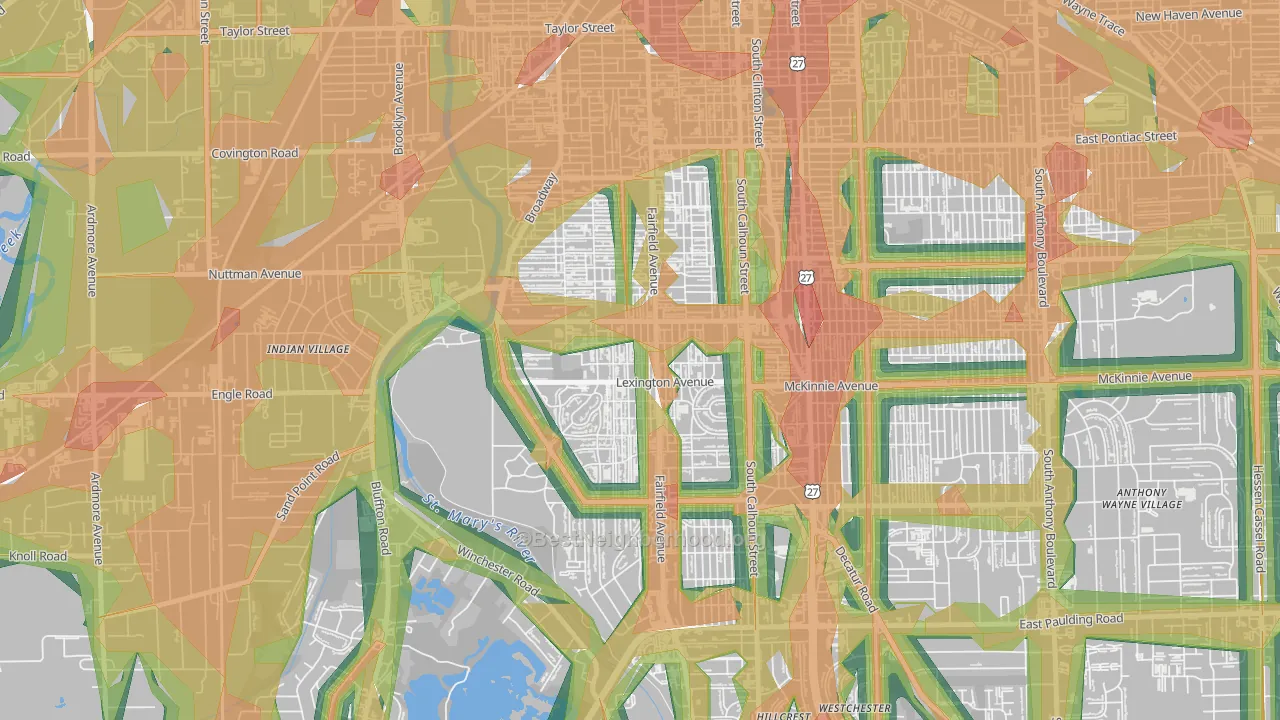 46807, IN Map of Noise Levels in 46807