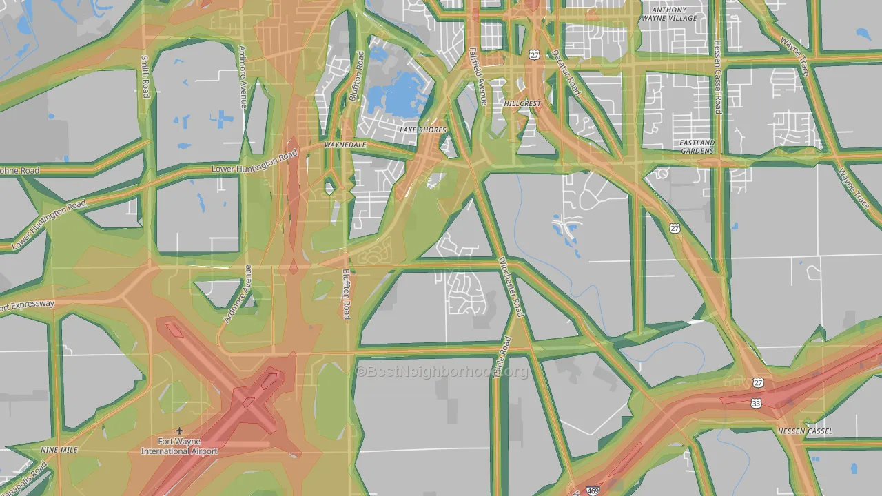 46819, IN Map of Noise Levels in 46819