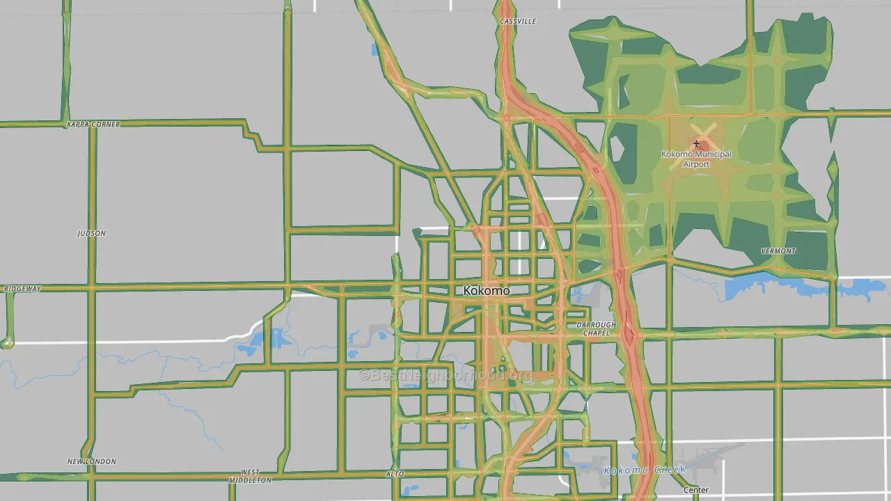 46901, IN Map of Noise Levels in 46901