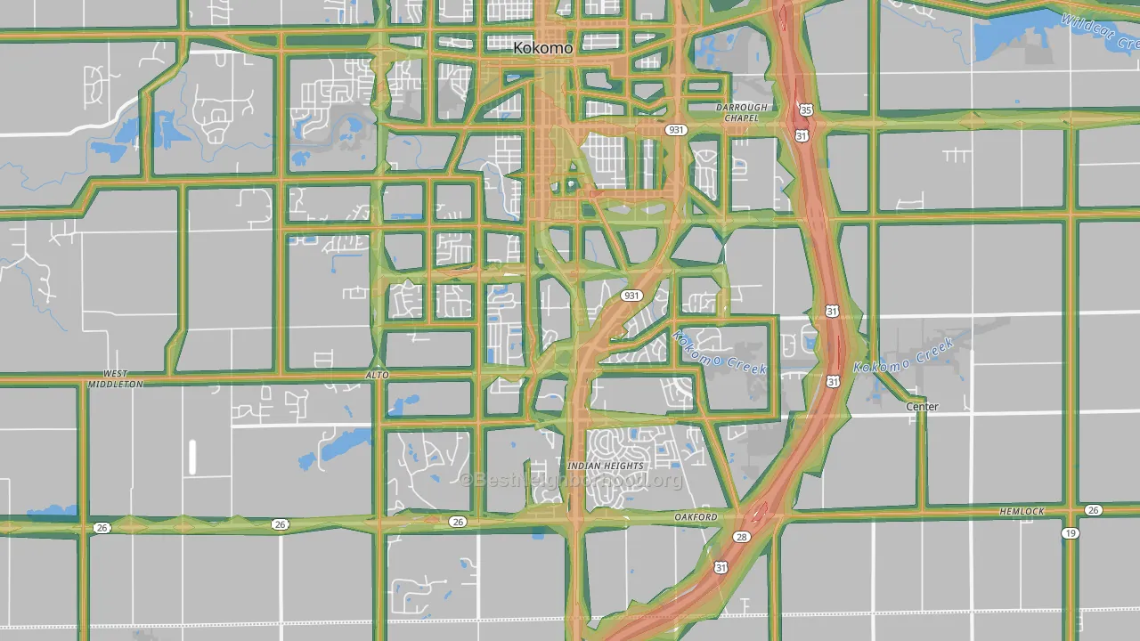 46902, IN Map of Noise Levels in 46902