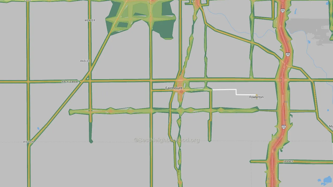 46928, IN Map of Noise Levels in 46928