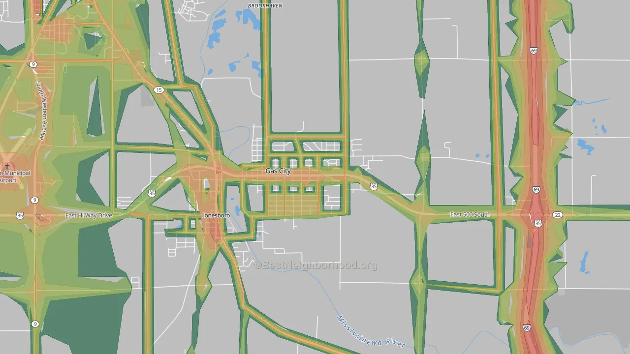 46933, IN Map of Noise Levels in 46933