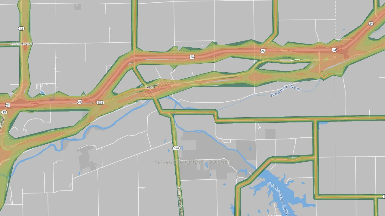 46941, IN Map of Noise Levels in 46941