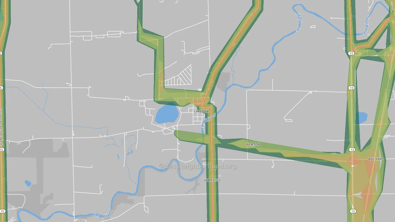 46943, IN Map of Noise Levels in 46943