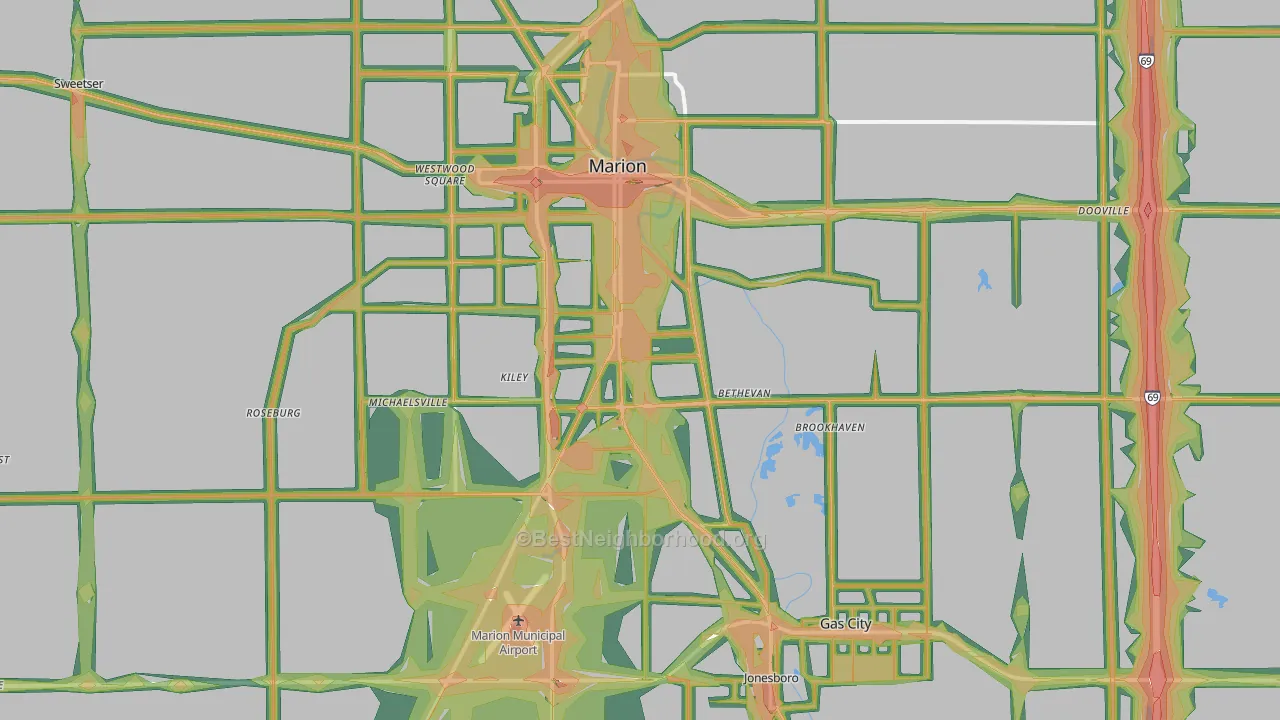46953, IN Map of Noise Levels in 46953