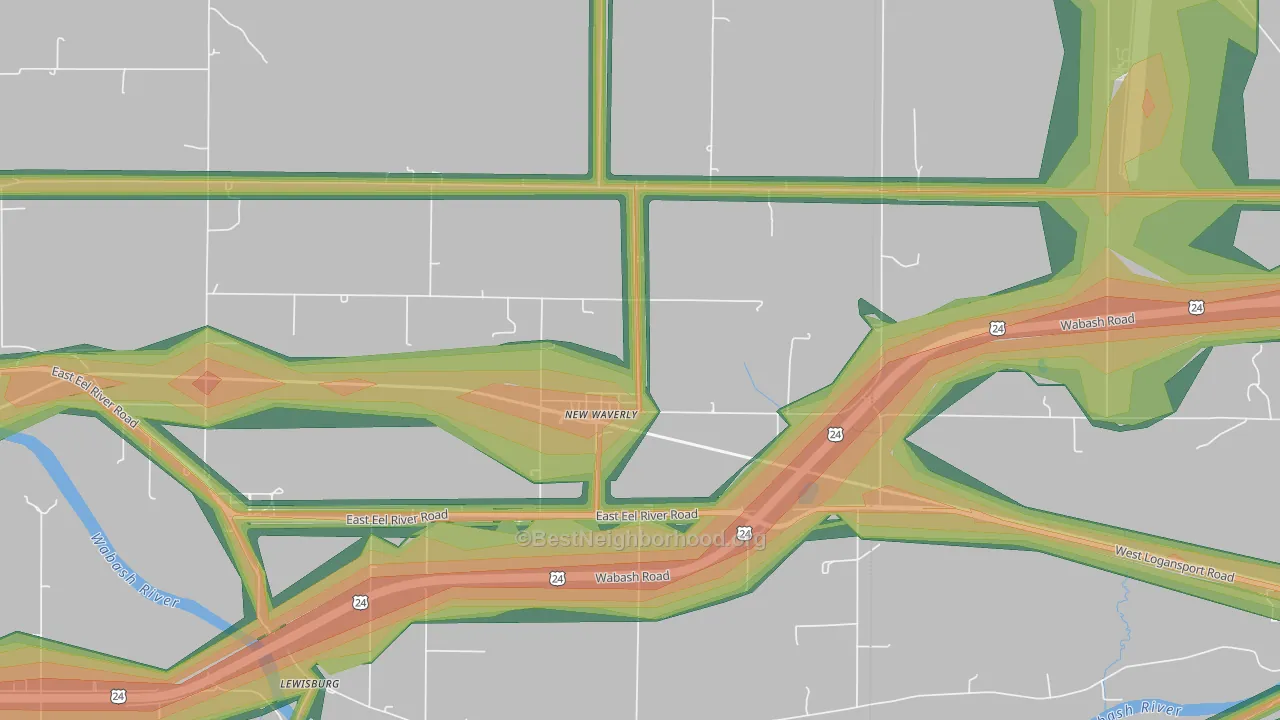 46961, IN Map of Noise Levels in 46961
