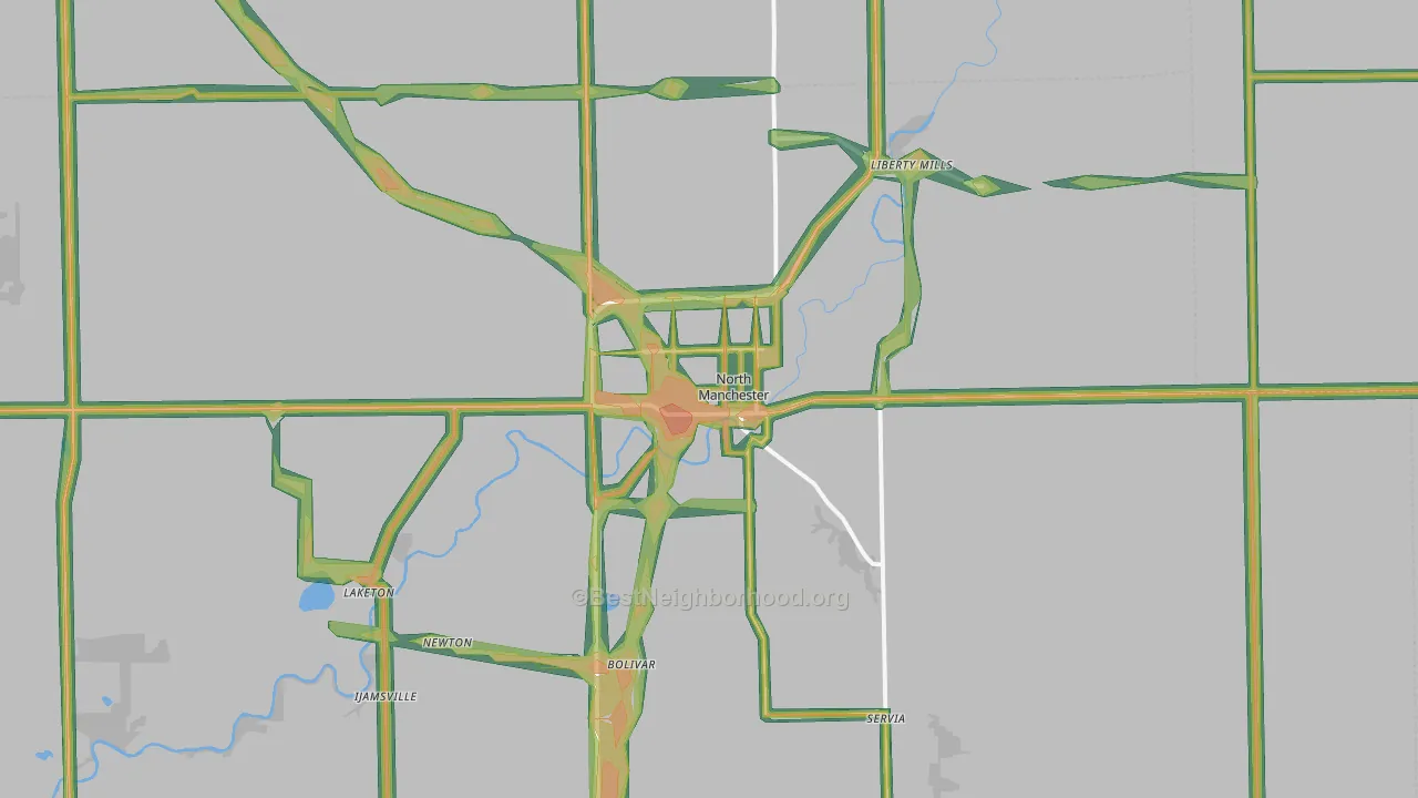 46962, IN Map of Noise Levels in 46962