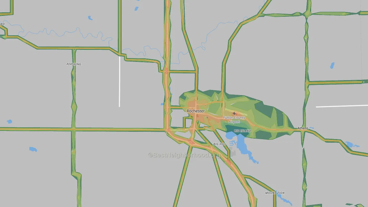 46975, IN Map of Noise Levels in 46975