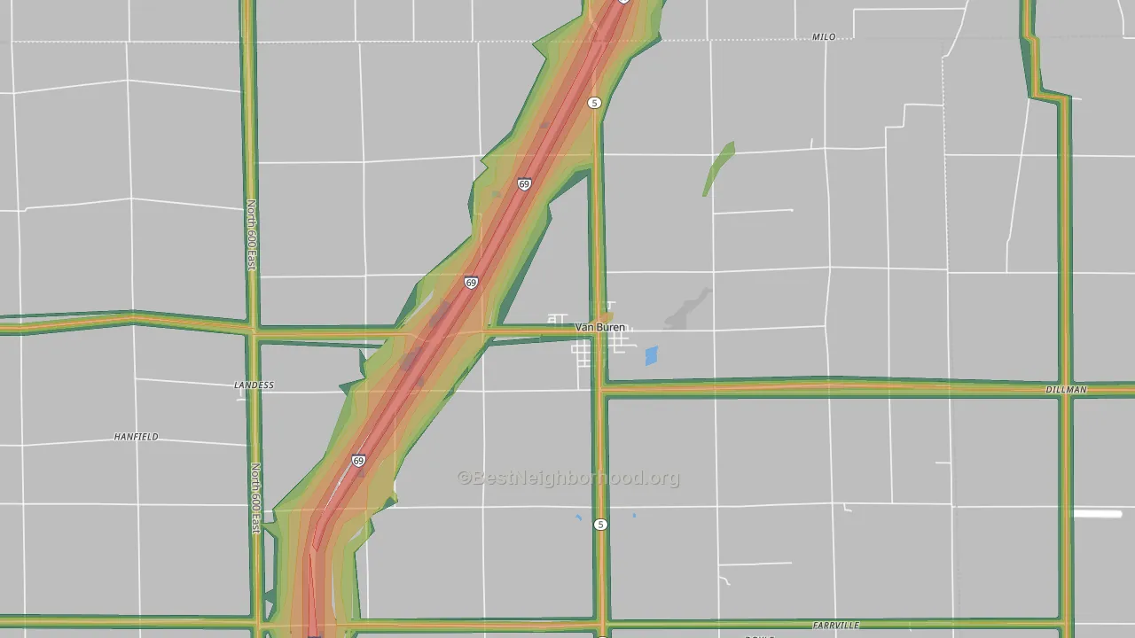 46991, IN Map of Noise Levels in 46991