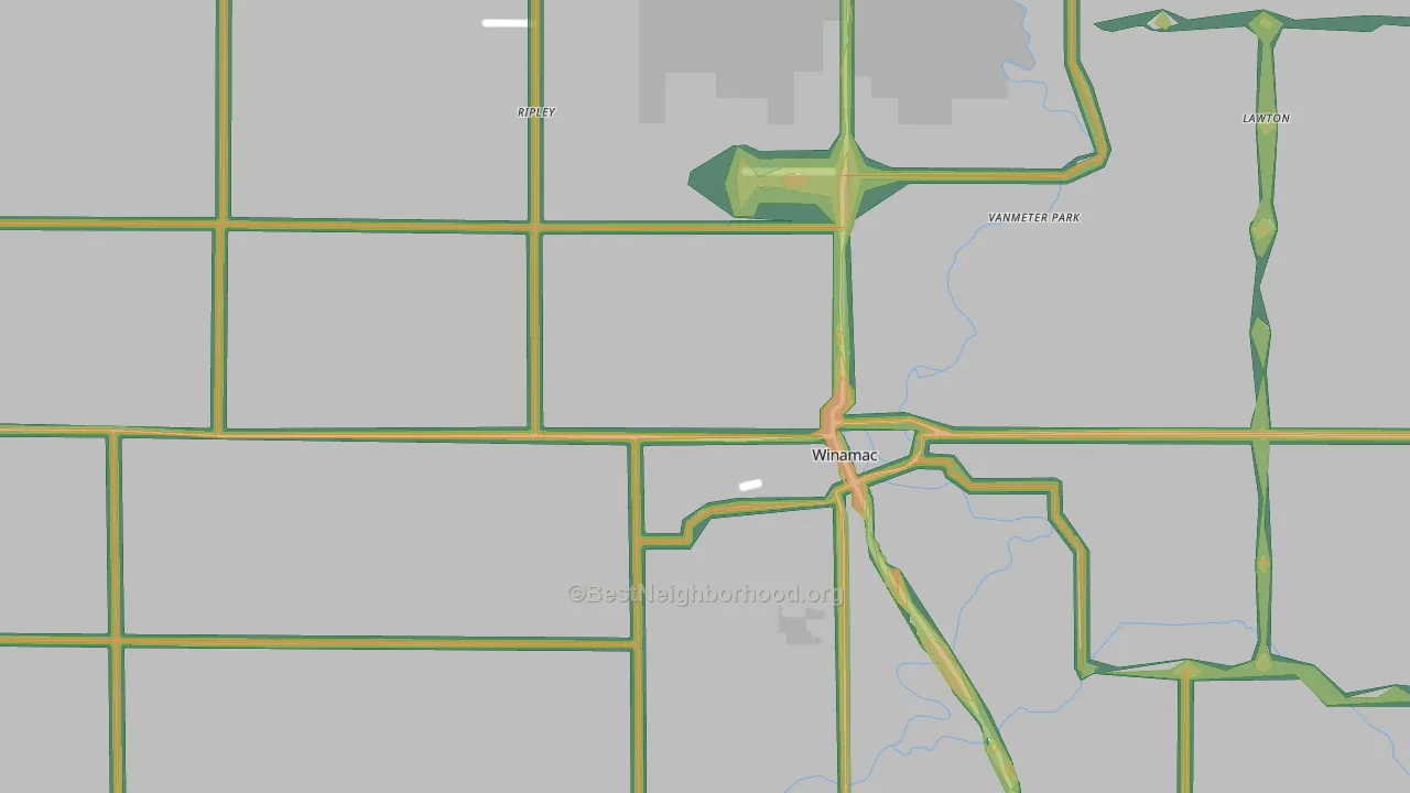 46996, IN Map of Noise Levels in 46996