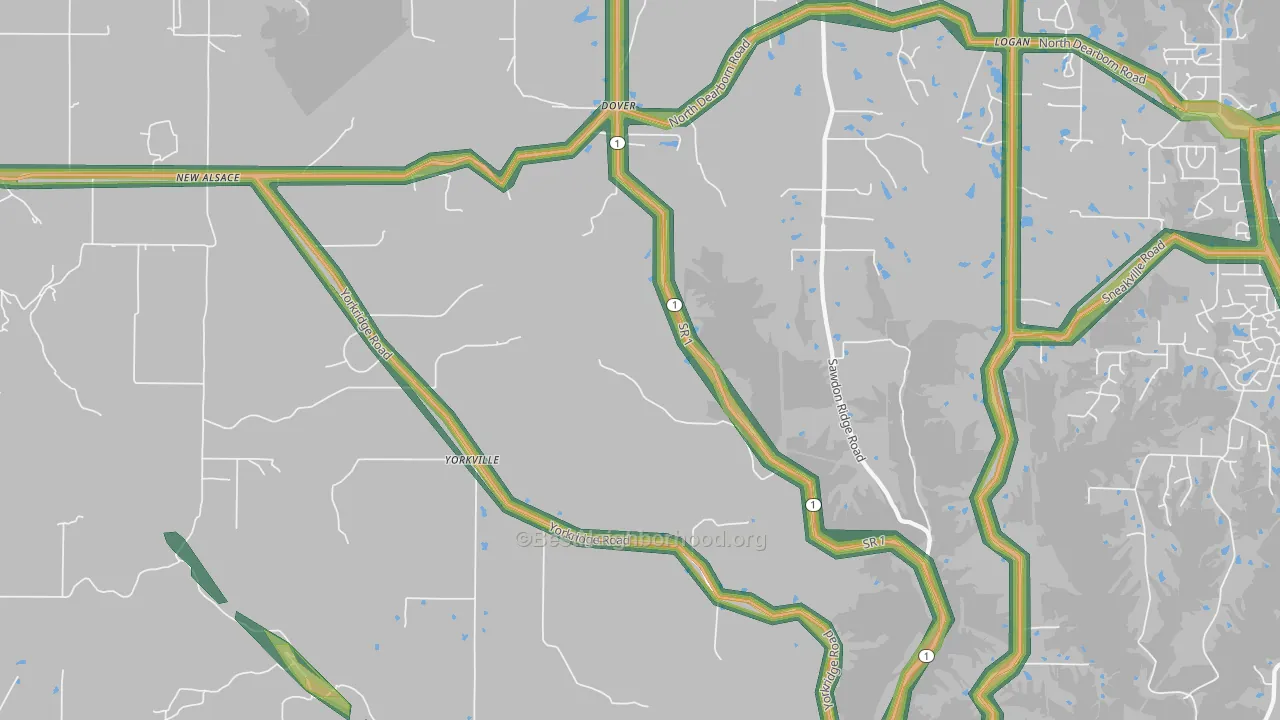 47022, IN Map of Noise Levels in 47022