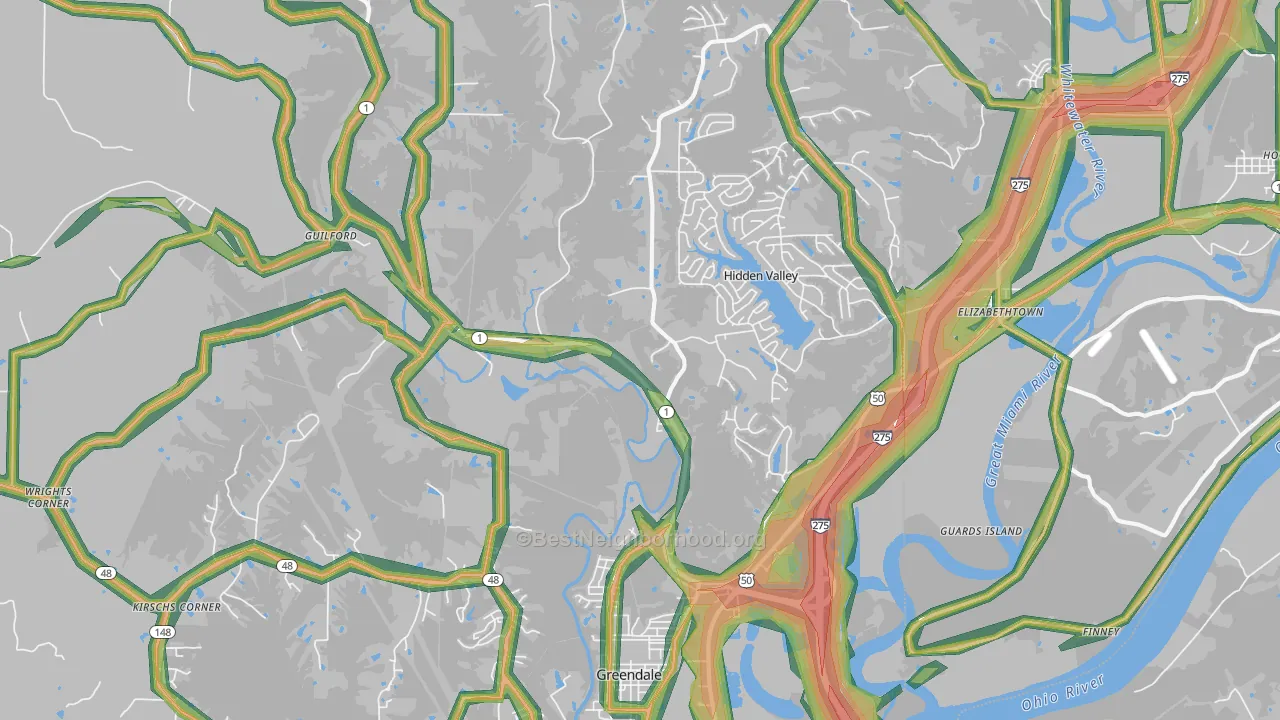 47025, IN Map of Noise Levels in 47025