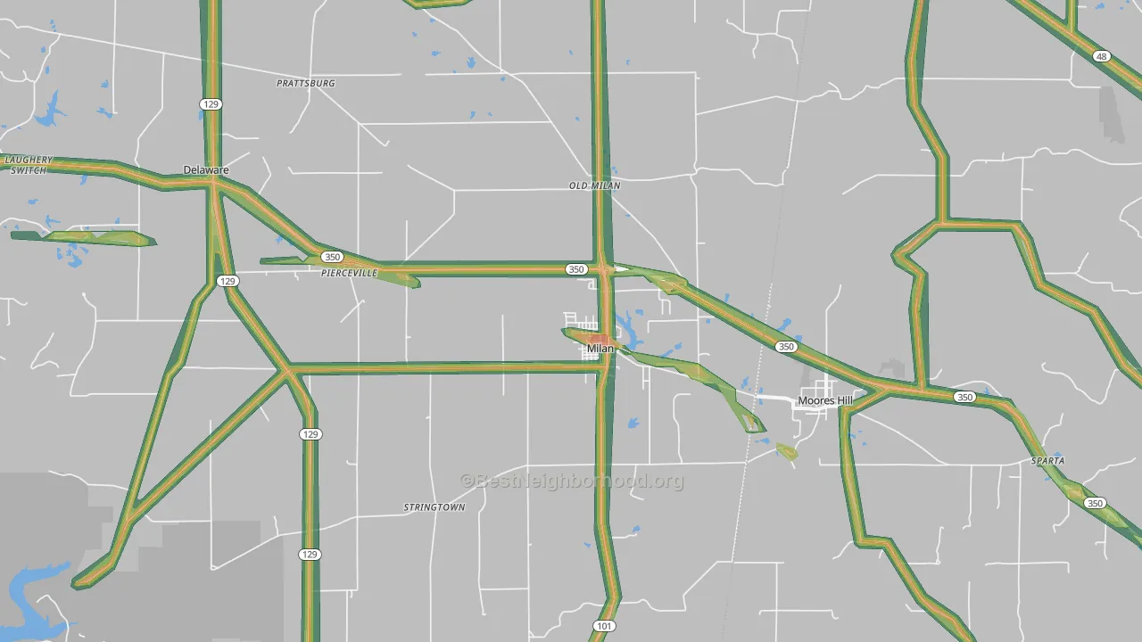 47031, IN Map of Noise Levels in 47031