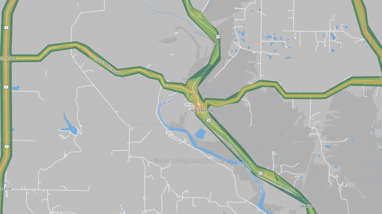 47035, IN Map of Noise Levels in 47035
