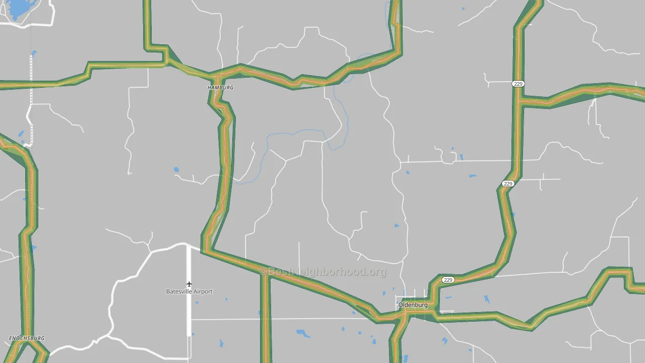 47036, IN Map of Noise Levels in 47036