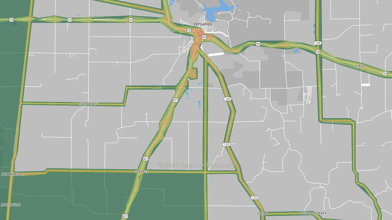 47042, IN Map of Noise Levels in 47042