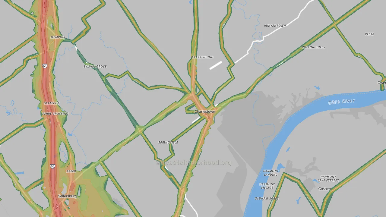 47111, IN Map of Noise Levels in 47111