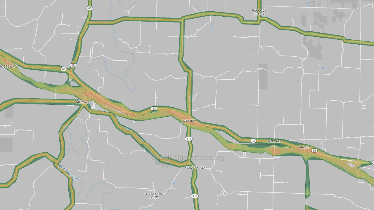 47115, IN Map of Noise Levels in 47115