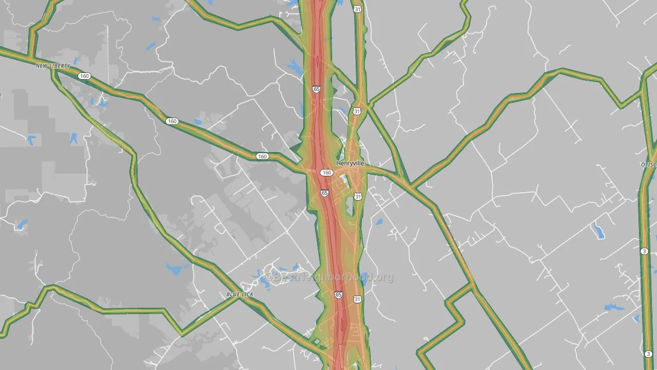 47126, IN Map of Noise Levels in 47126