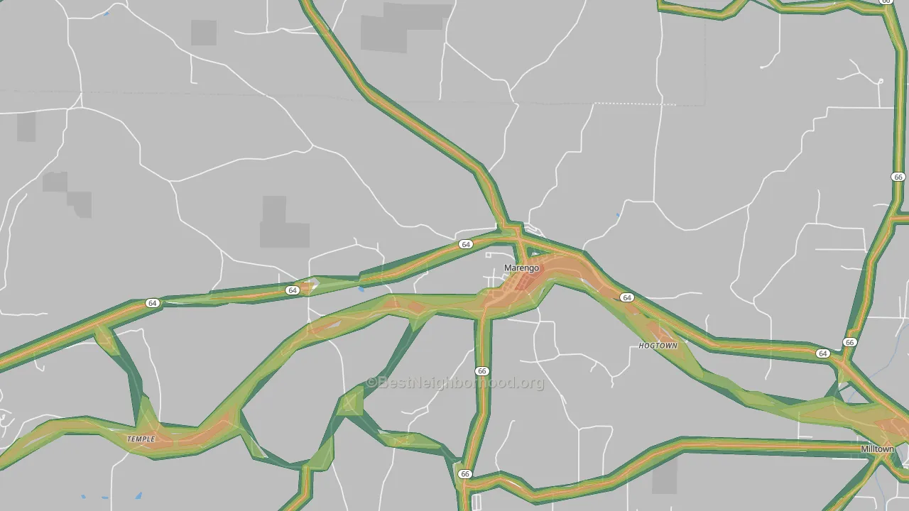 47140, IN Map of Noise Levels in 47140