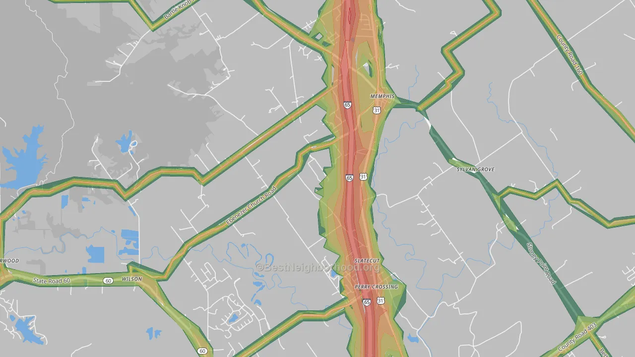47143, IN Map of Noise Levels in 47143