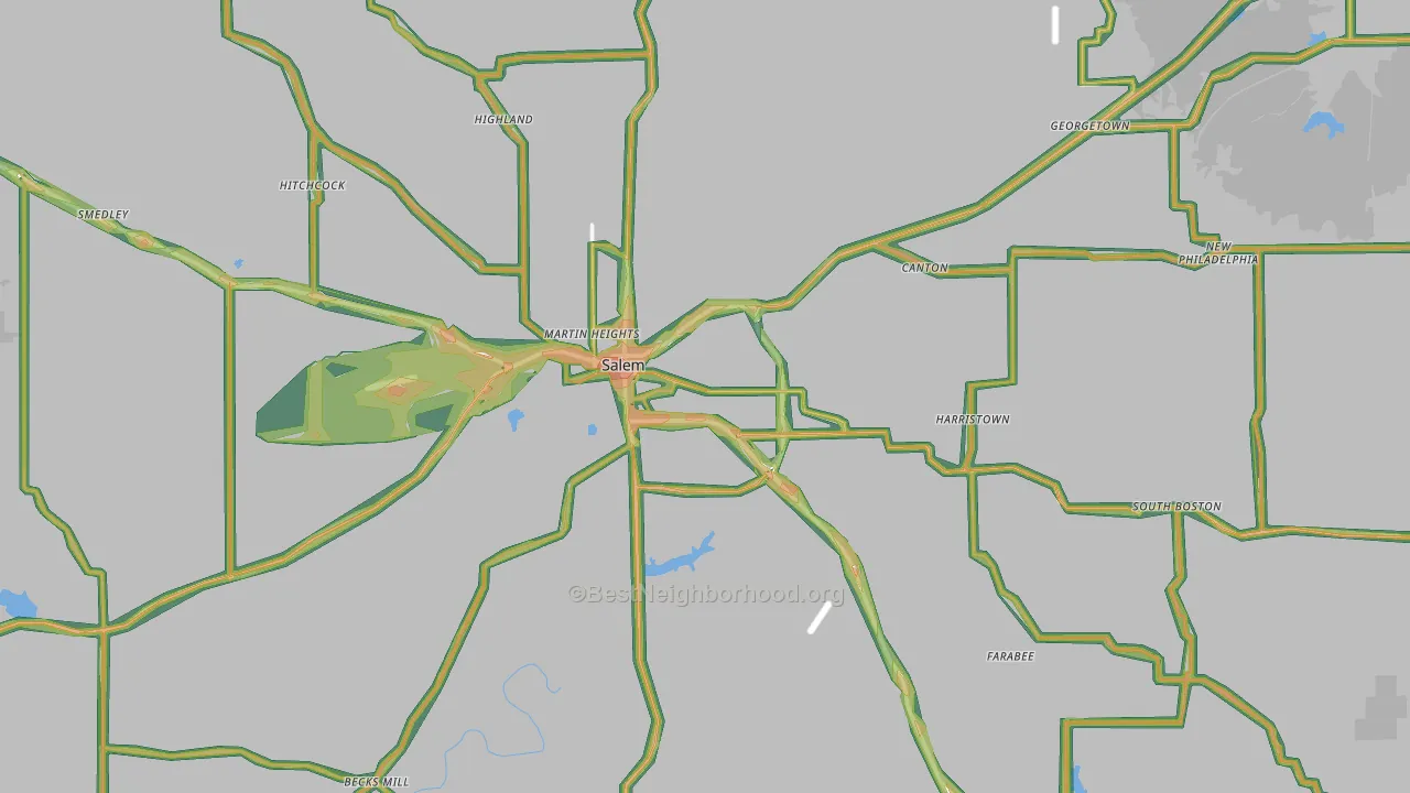 47167, IN Map of Noise Levels in 47167